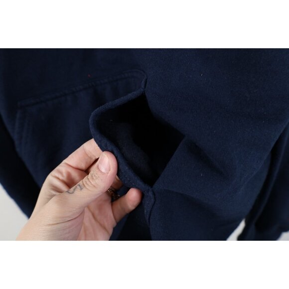 Vintage 90s Y2K Mens Large Distressed New York Yankees Baseball Hoodie Blue - Picture 7 of 14